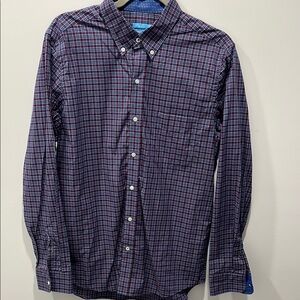 J.McLaughlin Dark Blue and Red Checked Casual Dress Shirt